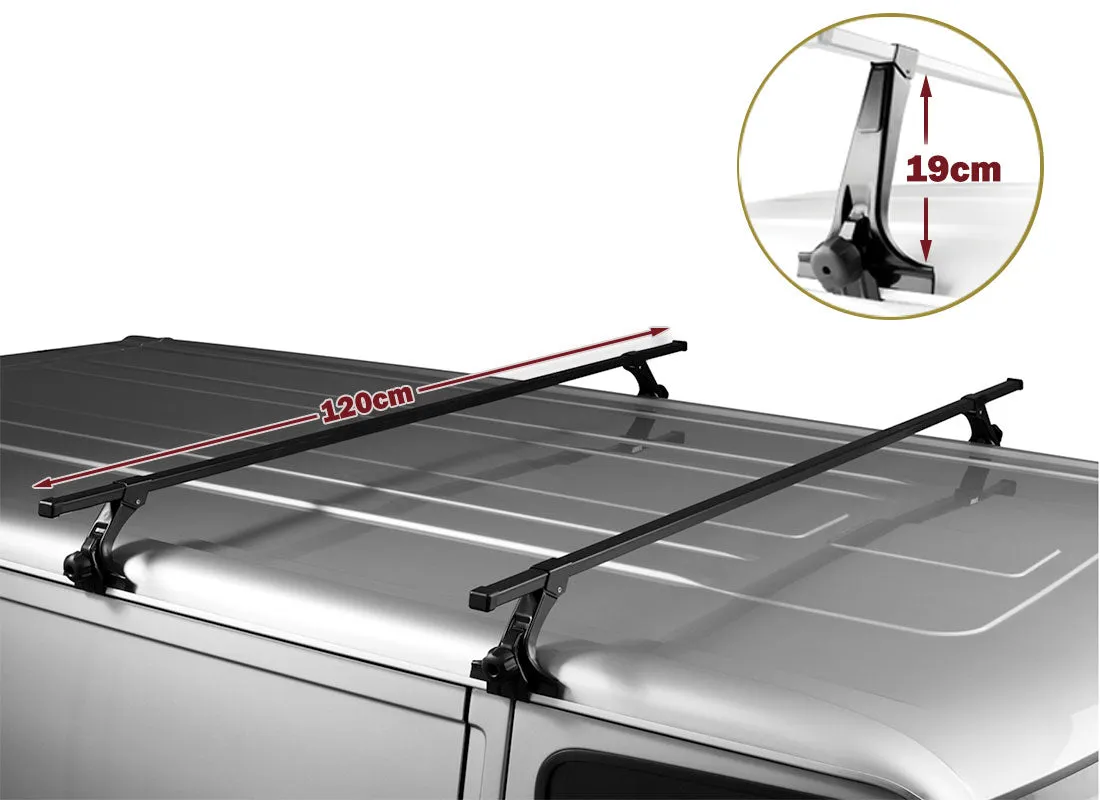 120cm Universal Rain Gutter Car Roof Racks | Black Adjustable Brackets | Medium