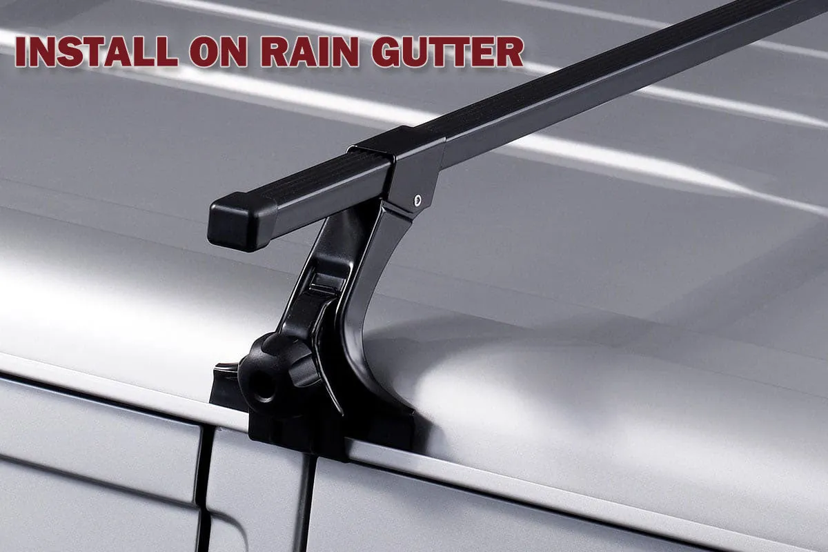 120cm Universal Rain Gutter Car Roof Racks | Black Adjustable Brackets | Medium