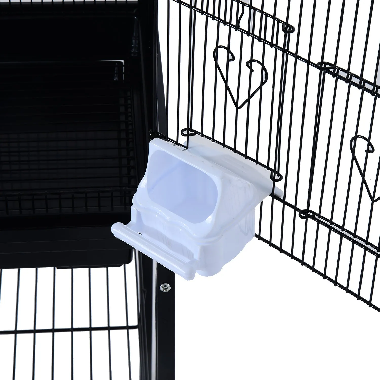 153cm Metal Bird Cage W/Removable Wheels Stand-Black