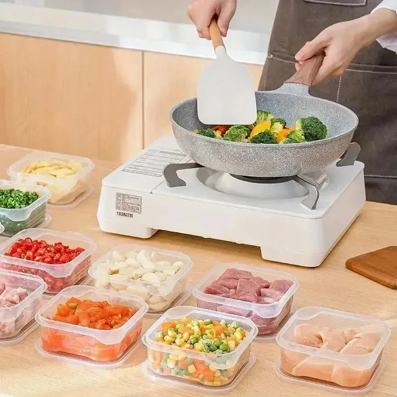 1/5PCS Small Food Preservation Boxes Refrigerator Frozen Meat Vegetable Fresh-Keeping Box Transparent Kitchen Sealed Storage Box