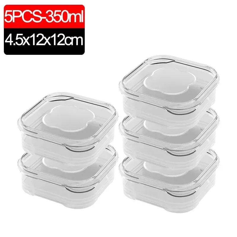 1/5PCS Small Food Preservation Boxes Refrigerator Frozen Meat Vegetable Fresh-Keeping Box Transparent Kitchen Sealed Storage Box