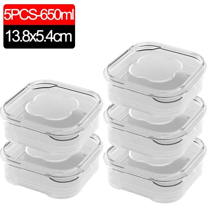 1/5PCS Small Food Preservation Boxes Refrigerator Frozen Meat Vegetable Fresh-Keeping Box Transparent Kitchen Sealed Storage Box