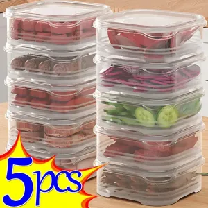 1/5PCS Small Food Preservation Boxes Refrigerator Frozen Meat Vegetable Fresh-Keeping Box Transparent Kitchen Sealed Storage Box