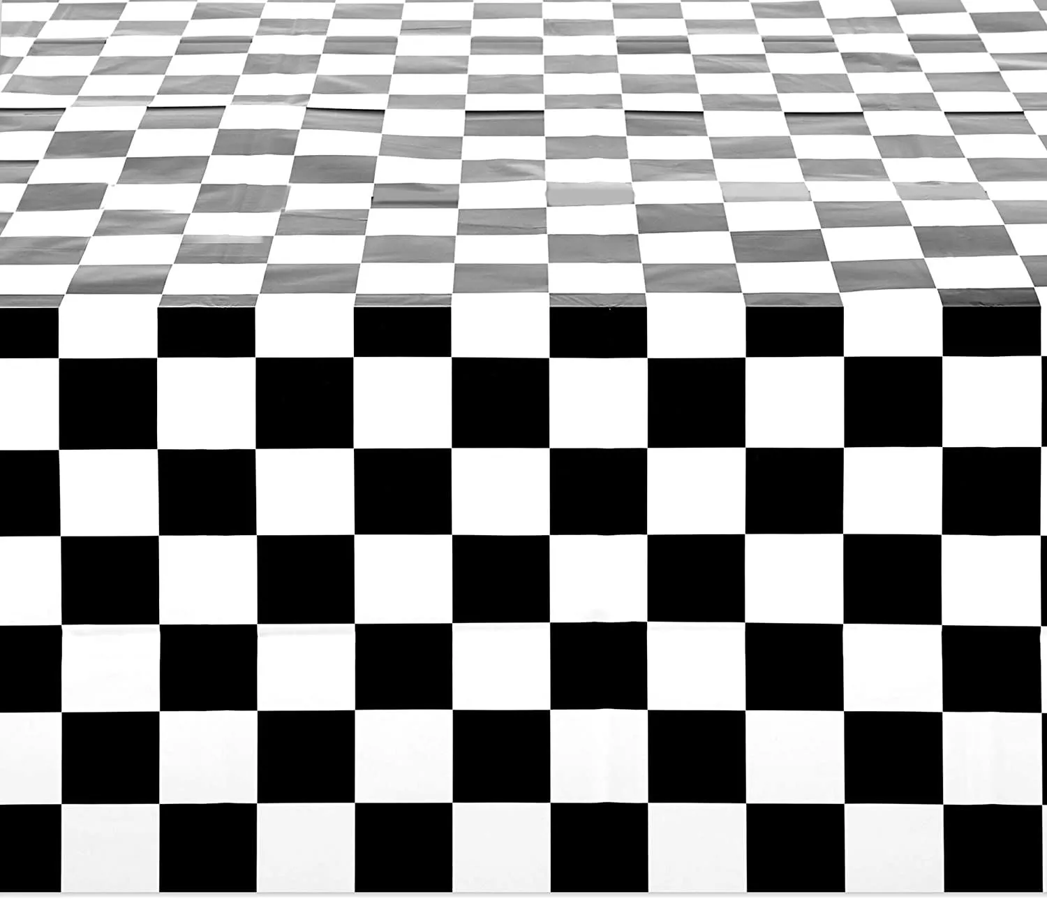 3 Pack Checkered Plastic Tablecloth for Race Car Flag Birthday Party Supplies & Decorations, Disposable Black and White Table Cloth, 54 x 108 in