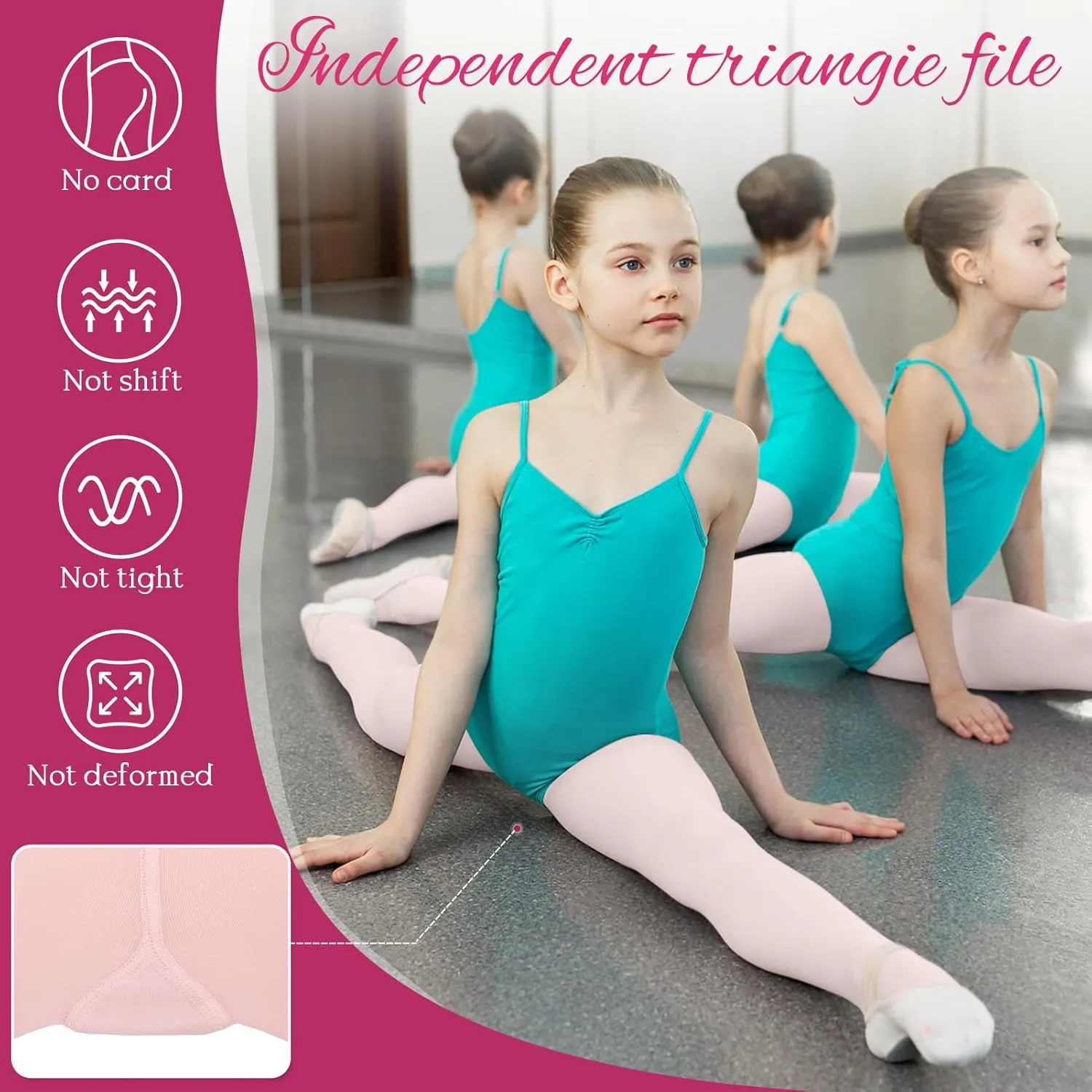 3 Pairs Ballet Tights for Girls - Ultra Soft Convertible Transition Dance Tights for Toddlers, Kids, Students - 60D