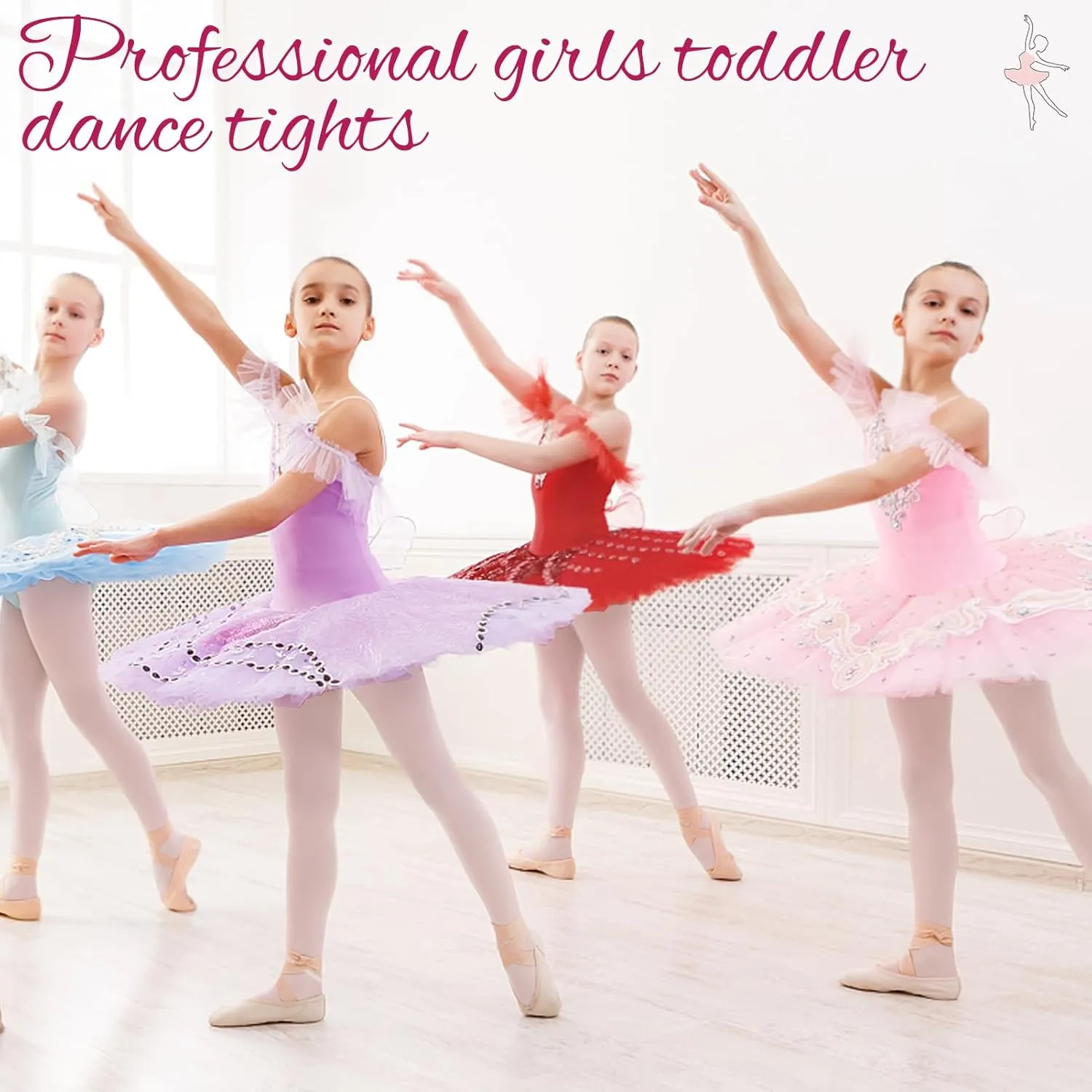 3 Pairs Ballet Tights for Girls - Ultra Soft Convertible Transition Dance Tights for Toddlers, Kids, Students - 60D