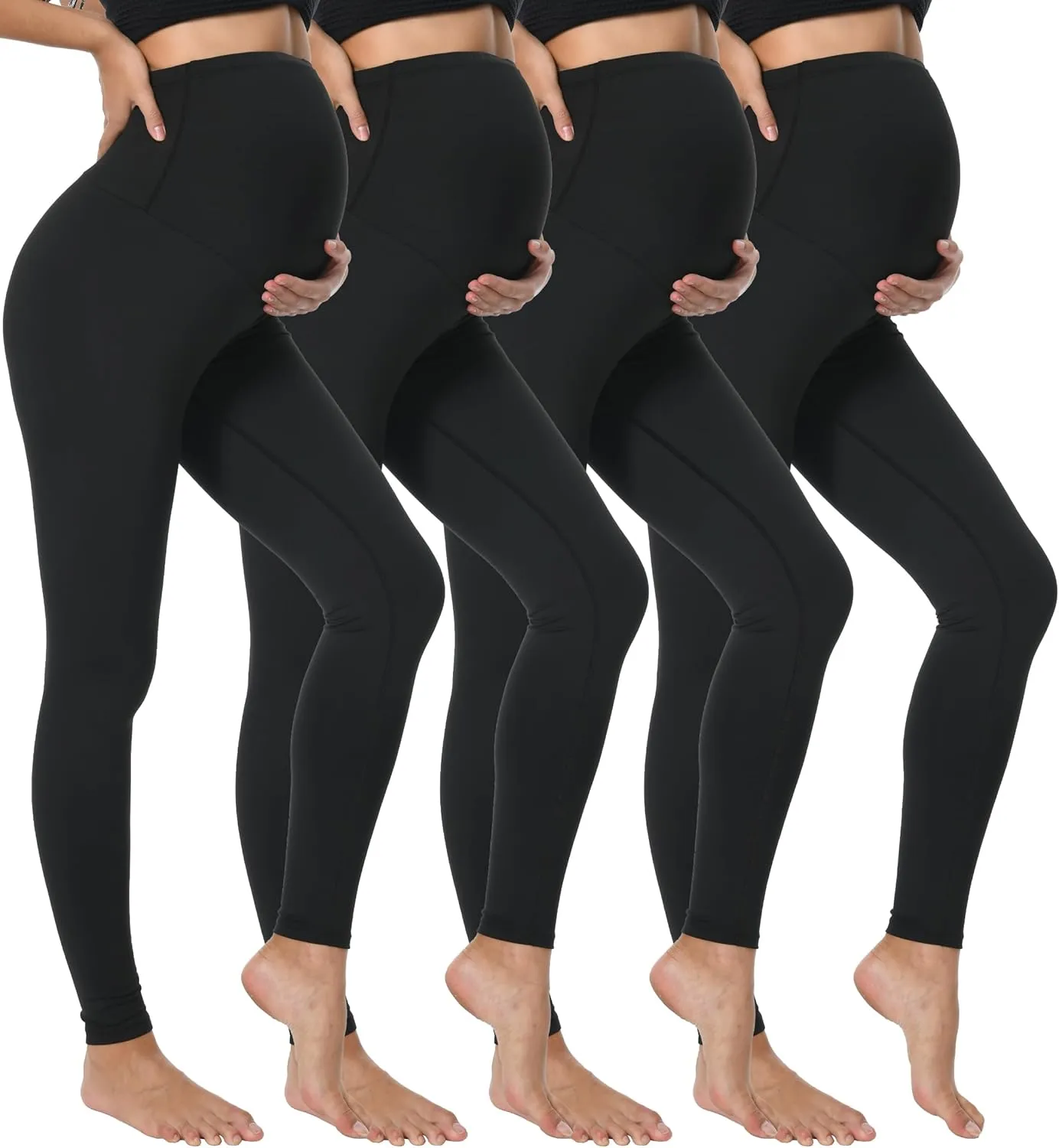 3/4 Pack Women's Maternity Leggings Over The Belly High Waisted Yoga Workout Pregnancy Pants Activewear for Women