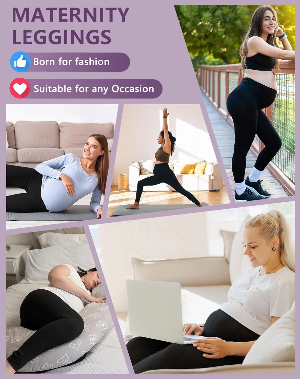 3/4 Pack Women's Maternity Leggings Over The Belly High Waisted Yoga Workout Pregnancy Pants Activewear for Women