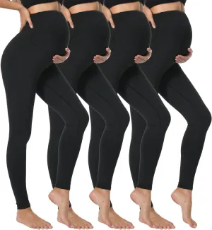 3/4 Pack Women's Maternity Leggings Over The Belly High Waisted Yoga Workout Pregnancy Pants Activewear for Women