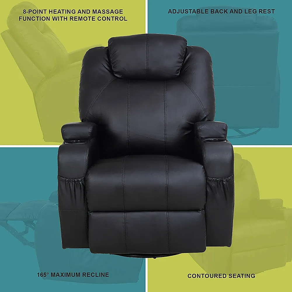 360° Swivel Heated Massage Recliner with Cup Holders