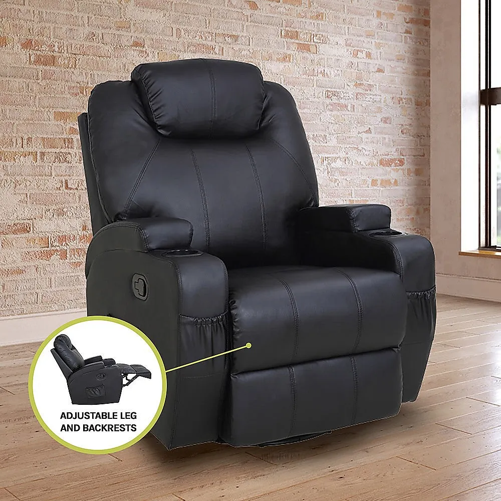 360° Swivel Heated Massage Recliner with Cup Holders