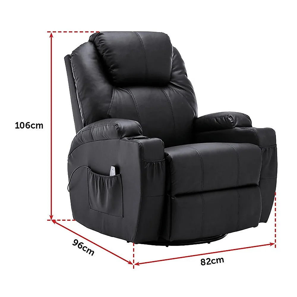 360° Swivel Heated Massage Recliner with Cup Holders