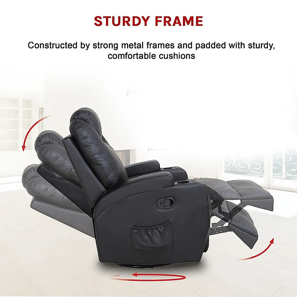 360° Swivel Heated Massage Recliner with Cup Holders