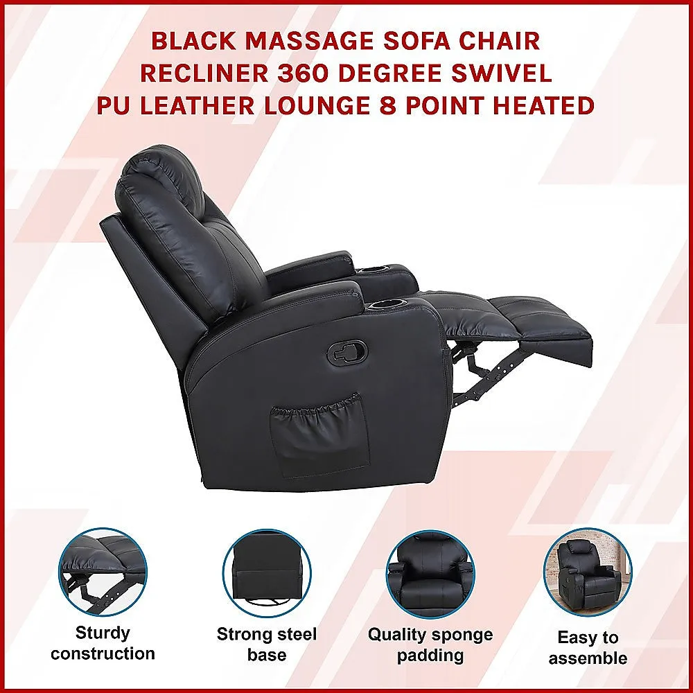 360° Swivel Heated Massage Recliner with Cup Holders