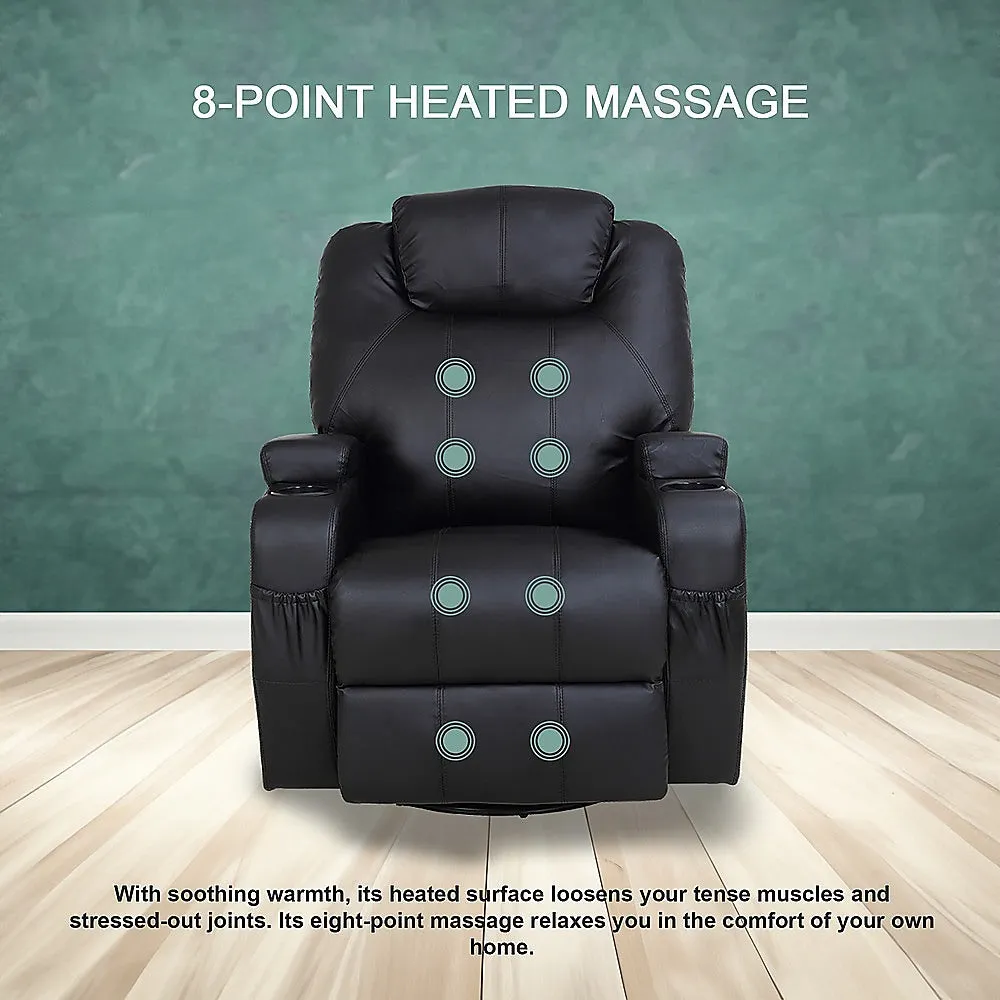 360° Swivel Heated Massage Recliner with Cup Holders