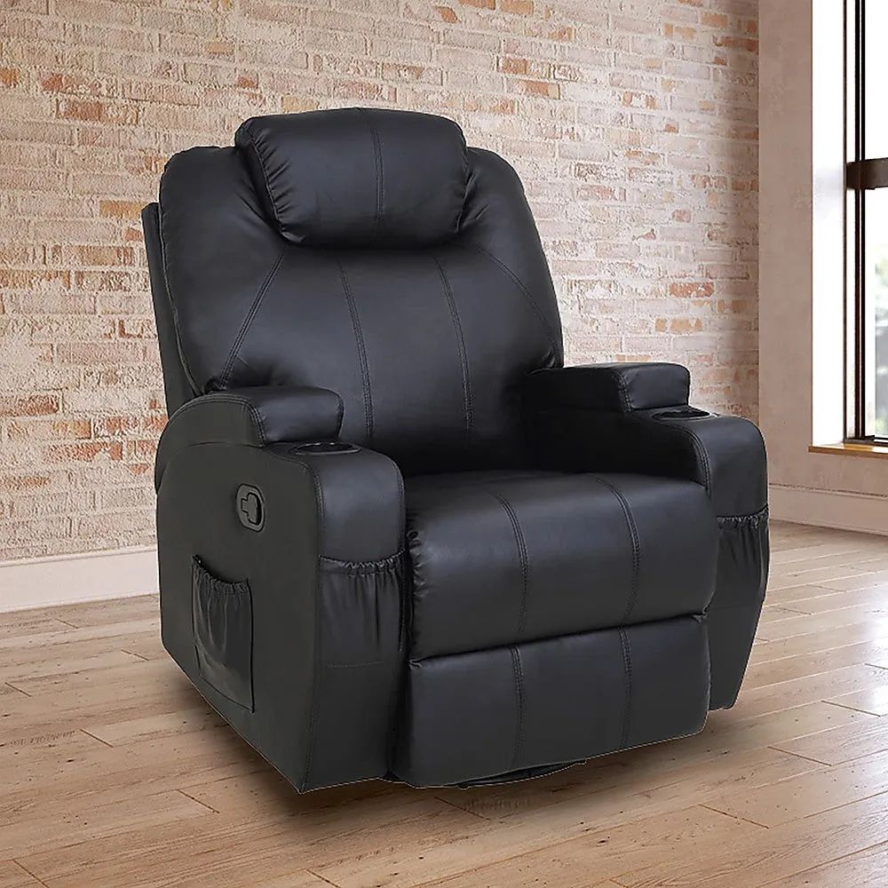 360° Swivel Heated Massage Recliner with Cup Holders