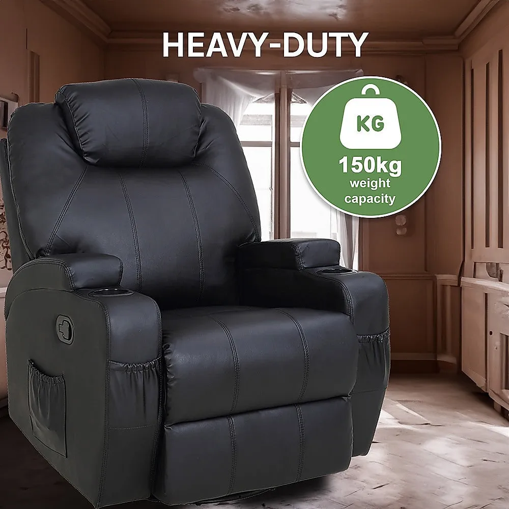 360° Swivel Heated Massage Recliner with Cup Holders