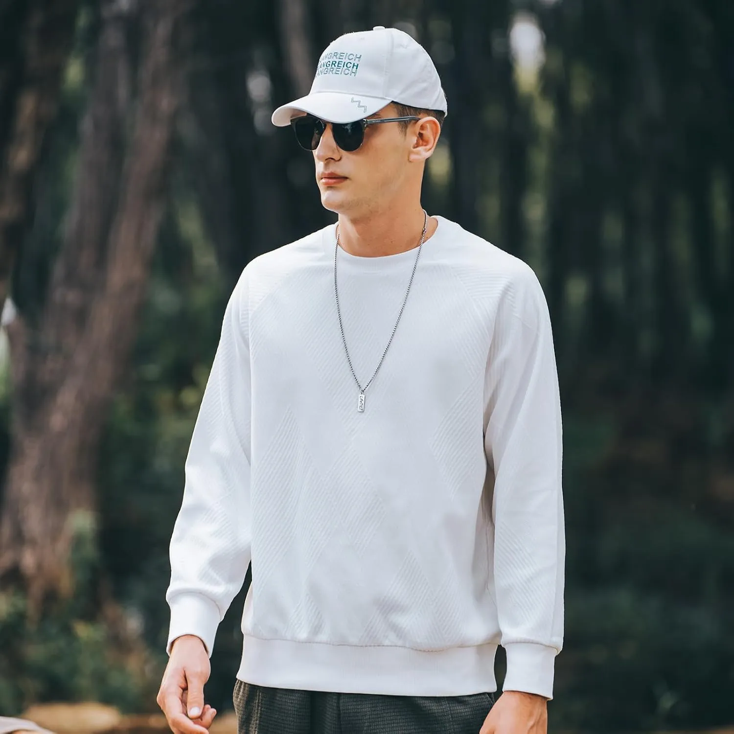 370g heavy pineapple pattern autumn men's sweatshirt round neck jacket long sleeve inner wear spring and autumn style top