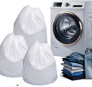 3PCS Laundry Bag - Mesh Laundry Bag 23 X 31.5 inch Large Heavy Duty for Laundry, Clothing, Washing Machine, Travel, Camping, Dorm, Sports