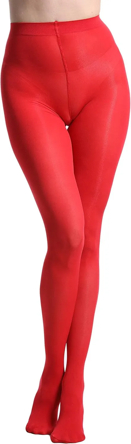 80 Denier Microfibre Tights for Women Soft Semi Opaque Solid Color High Waist Footed Pantyhose