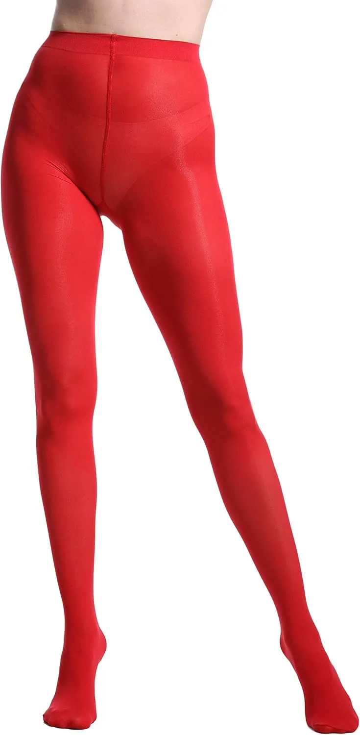 80 Denier Microfibre Tights for Women Soft Semi Opaque Solid Color High Waist Footed Pantyhose