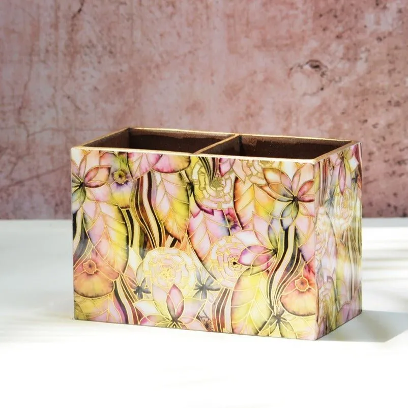 Abstract Floral MDF Cutlery Holder