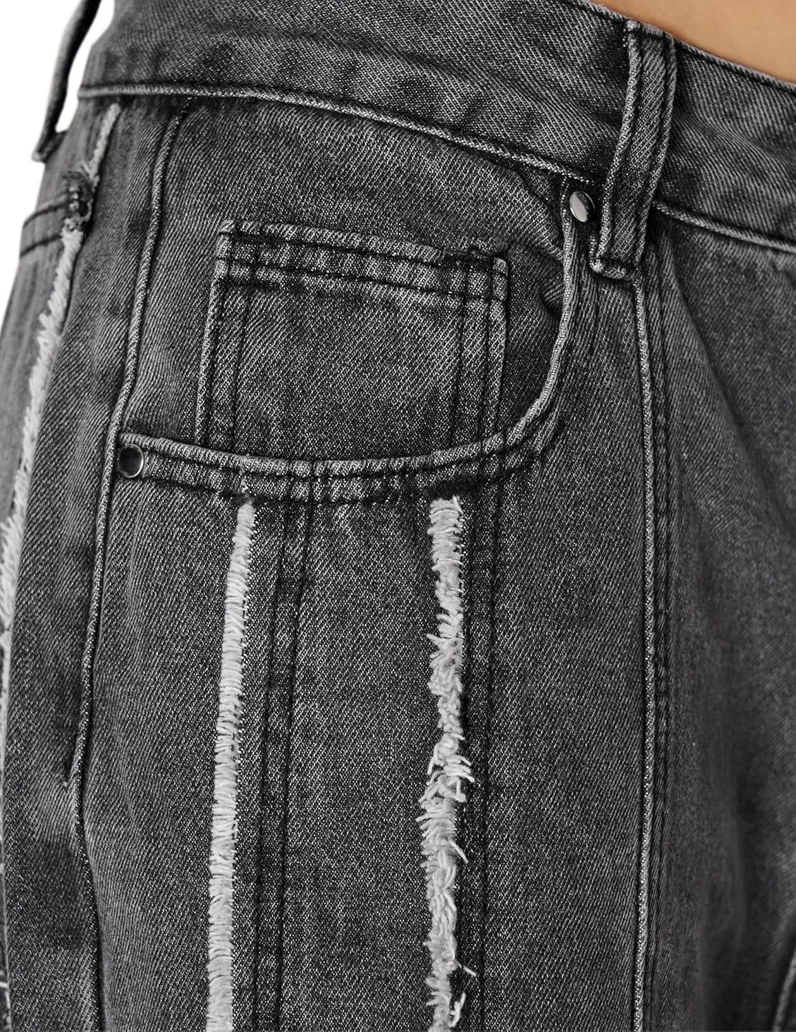 Aelfric Eden Mens Jeans Fringe Line Wide Leg Vintage Jean Y2k Hip Hop Baggy Trousers Unisex Streetwear Casual Denim Pants