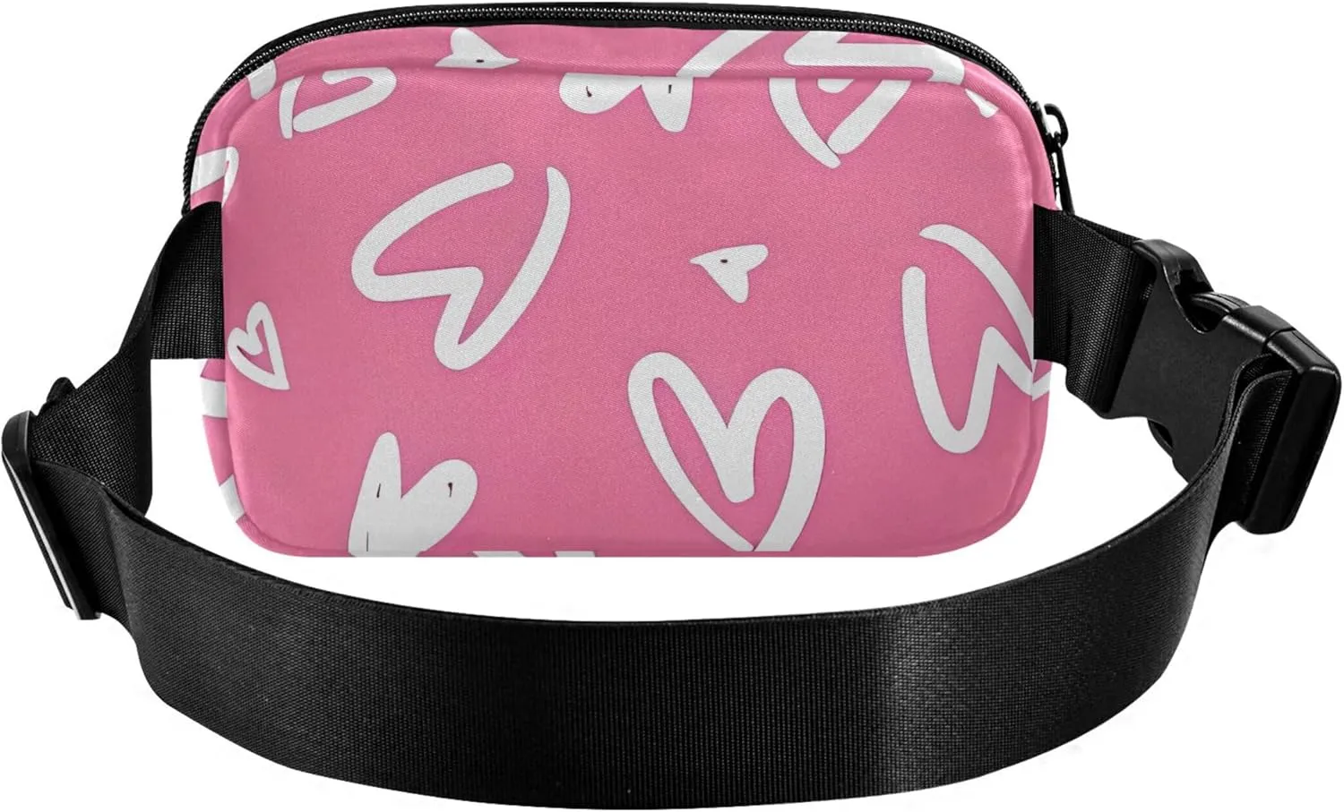 All over Hearts Pink Women Fanny Pack Anti Theft Belt Bag Waterproof Colorful Crossbody Waist Pack