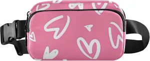 All over Hearts Pink Women Fanny Pack Anti Theft Belt Bag Waterproof Colorful Crossbody Waist Pack