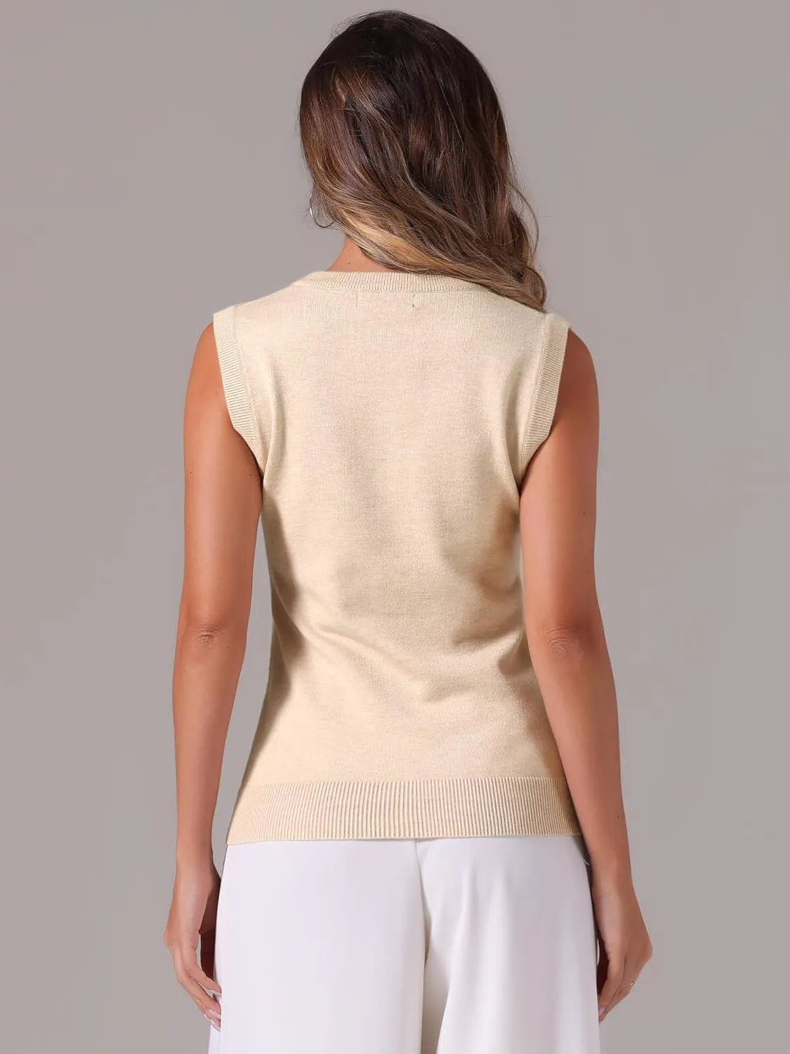 Allegra K Sweater Vest for Women's Summer Casual Button Ribbed Sleeveless Knitted Tank Top