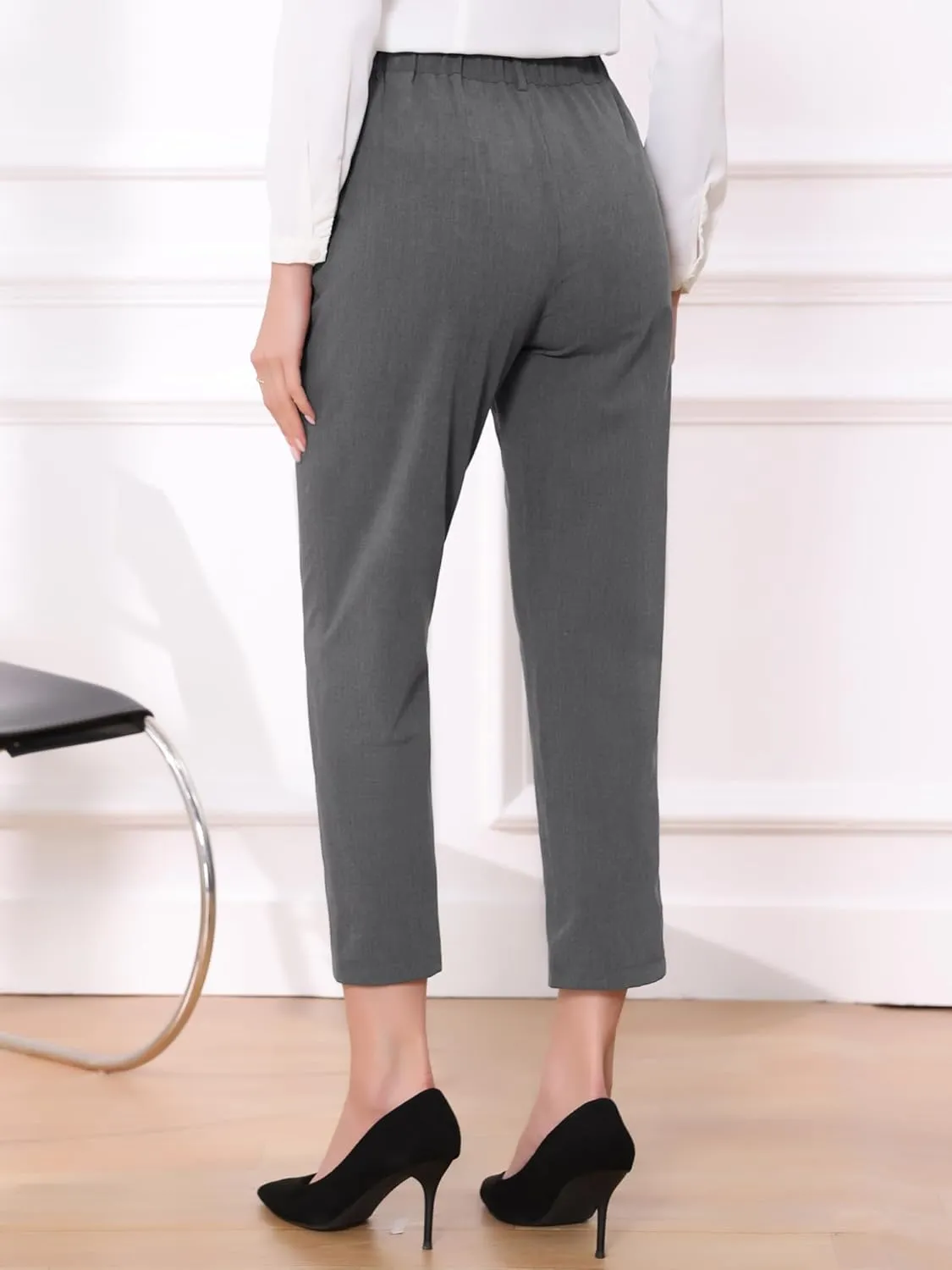 Allegra K Women's Work Dress Pants High Waisted Office Ankle Pants