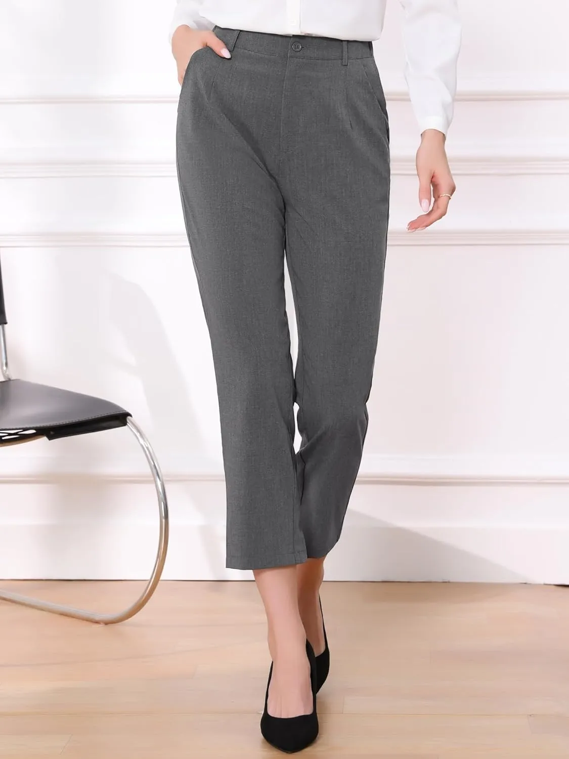 Allegra K Women's Work Dress Pants High Waisted Office Ankle Pants