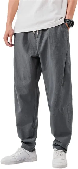 Alloaone Men's Spring Harem Pants Hip Hop Joggers Streetwear Wide Legs Pants Color Cotton Pants