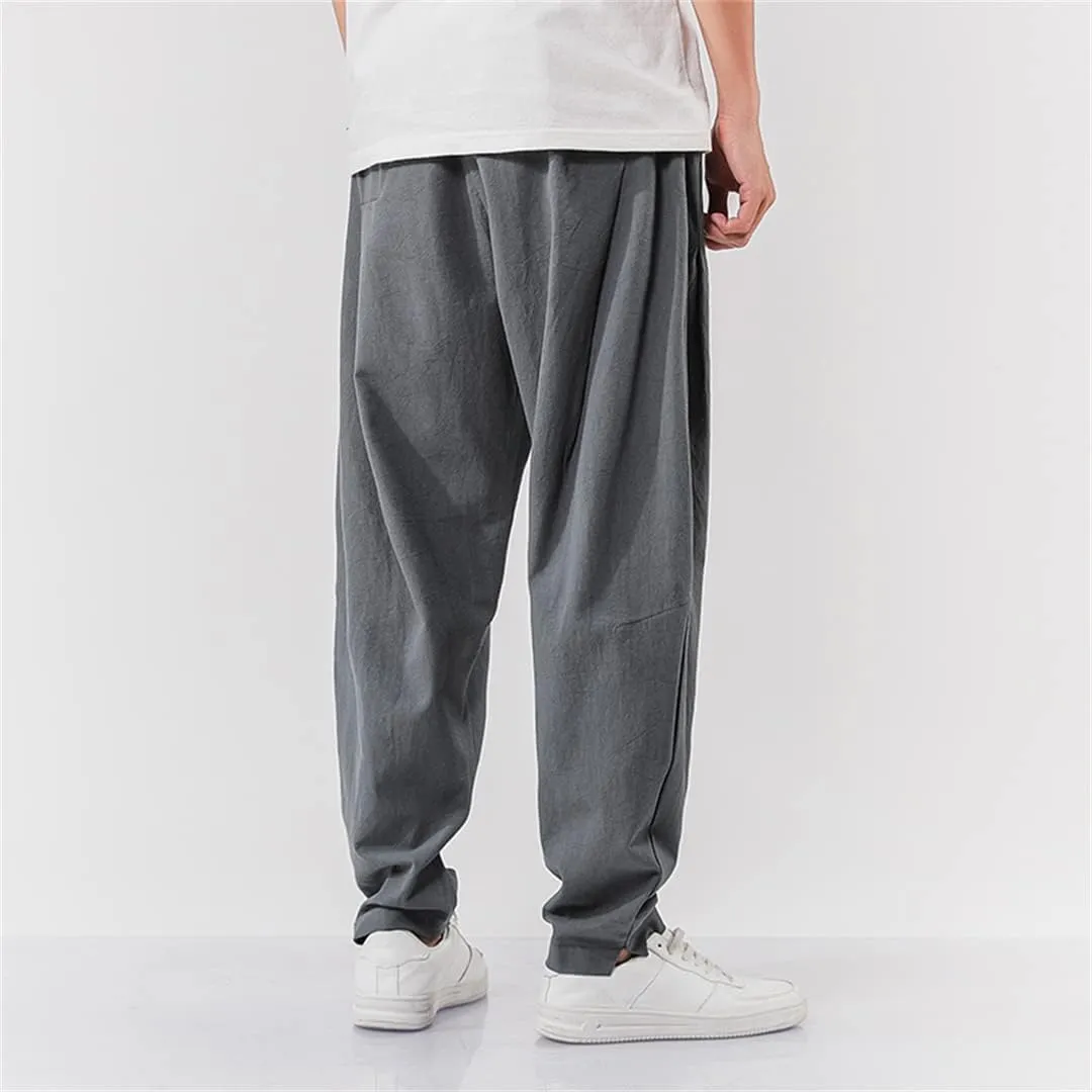 Alloaone Men's Spring Harem Pants Hip Hop Joggers Streetwear Wide Legs Pants Color Cotton Pants