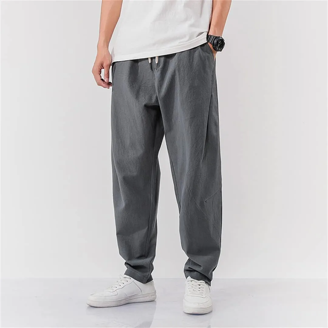 Alloaone Men's Spring Harem Pants Hip Hop Joggers Streetwear Wide Legs Pants Color Cotton Pants