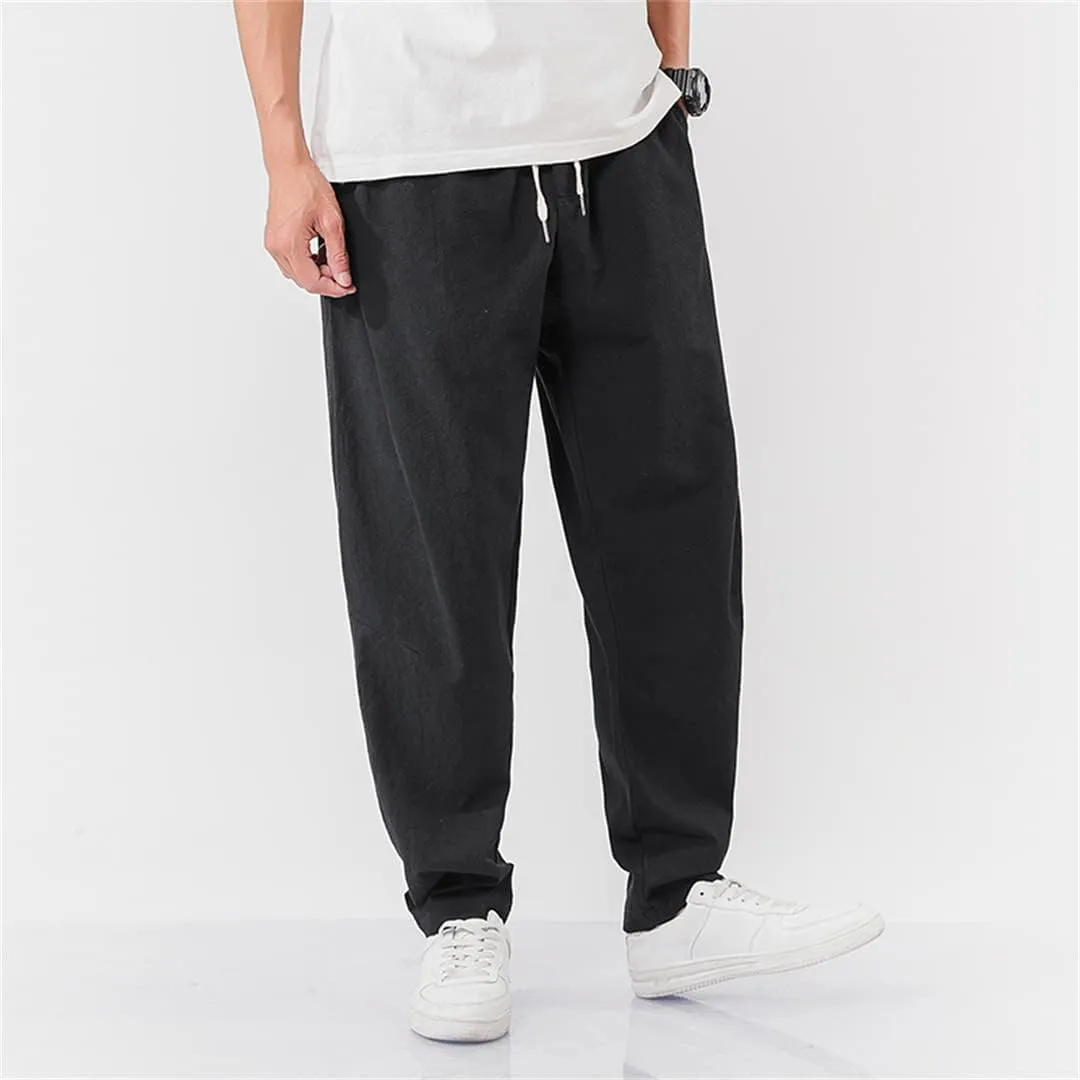 Alloaone Men's Spring Harem Pants Hip Hop Joggers Streetwear Wide Legs Pants Color Cotton Pants