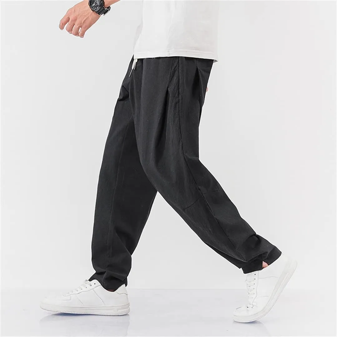 Alloaone Men's Spring Harem Pants Hip Hop Joggers Streetwear Wide Legs Pants Color Cotton Pants