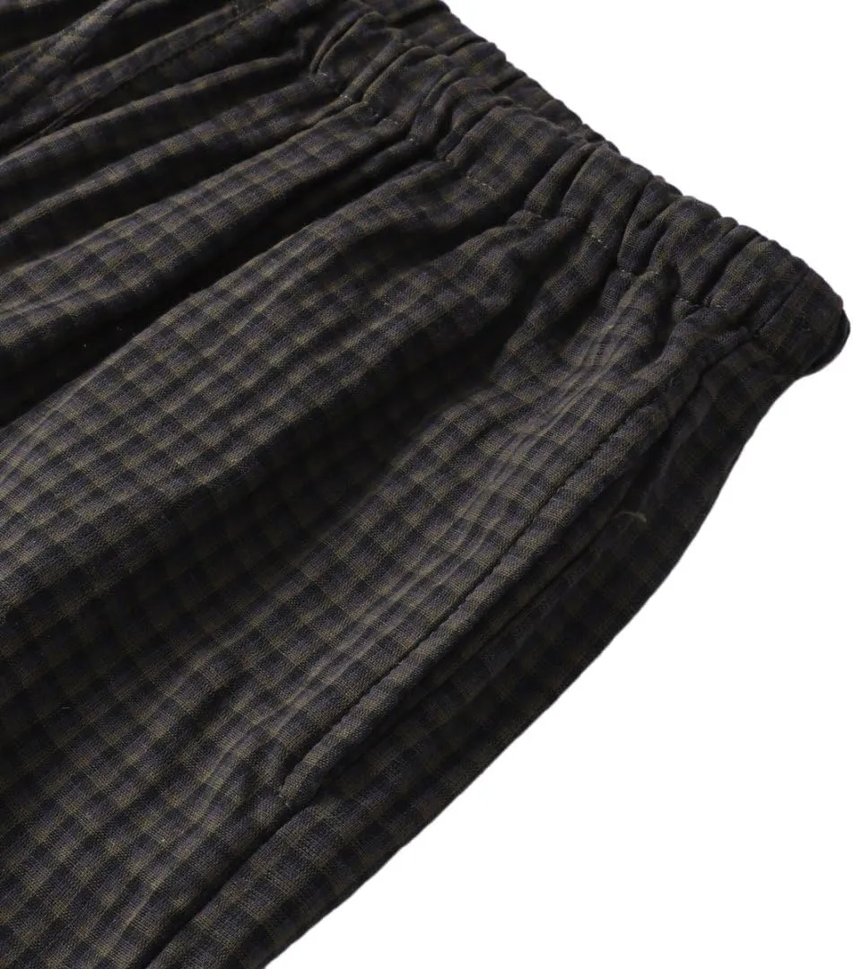 Amazhiyu Women's Cotton Gauze Plaid Elastic Casual Lounge Pants with Pockets