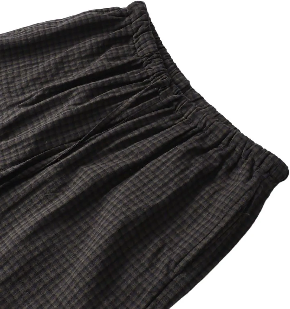 Amazhiyu Women's Cotton Gauze Plaid Elastic Casual Lounge Pants with Pockets