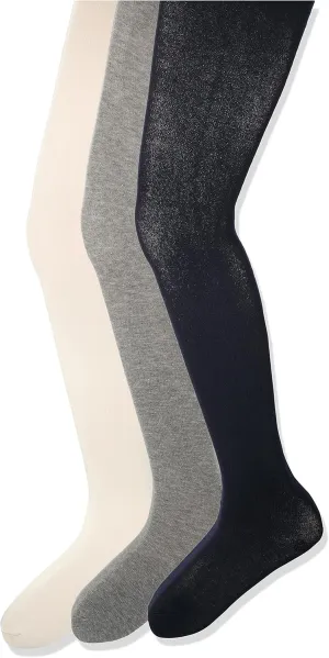 Amazon Essentials Girls' Cotton Tights, Pack of 3