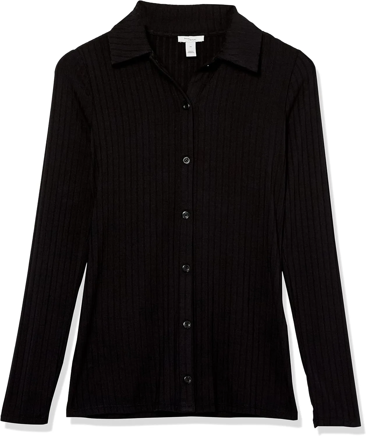 Amazon Essentials Women's Wide Rib Long Sleeve Button-up Collared Cardigan (Previously Daily Ritual)