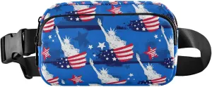 American Flag USA Blue Fanny Packs for Women Waterproof Belt Bag Hip Pouch Cute Cross Body Waist Pack
