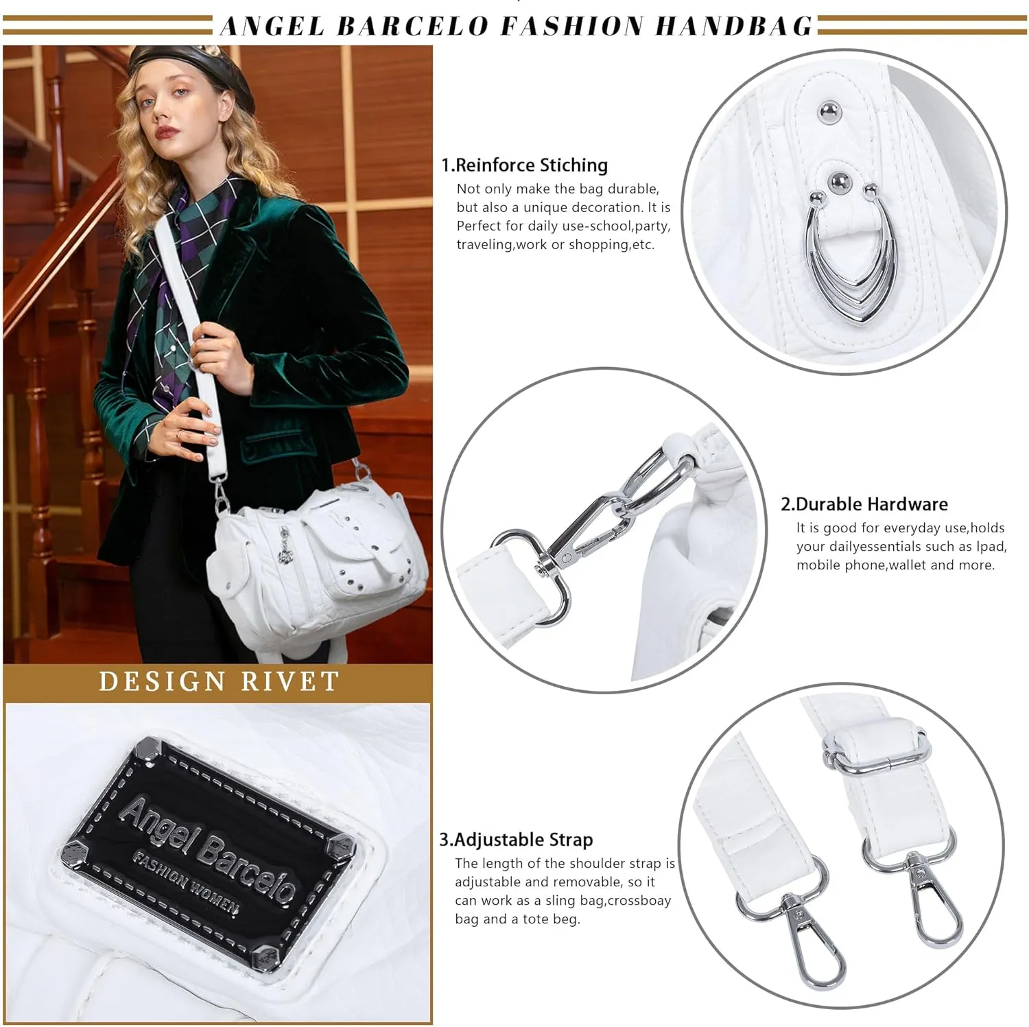 Angel Barcelo Hobo Bag for Women Crossbody Purse and Handbags Shoulder Bags