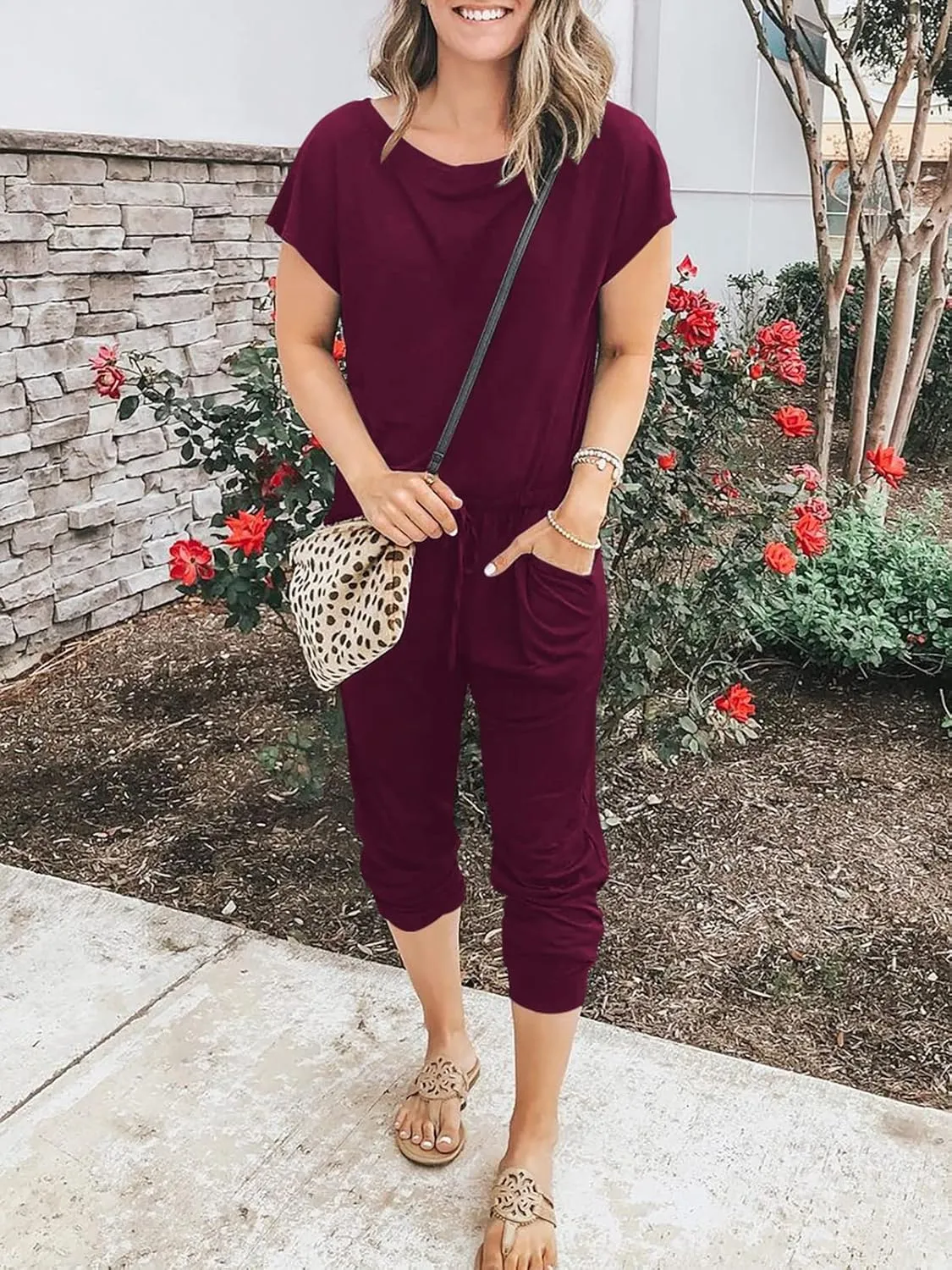 ANRABESS Women's Loose Summer Casual Off Shoulder Elastic Waist Stretchy Long Romper Jumpsuit