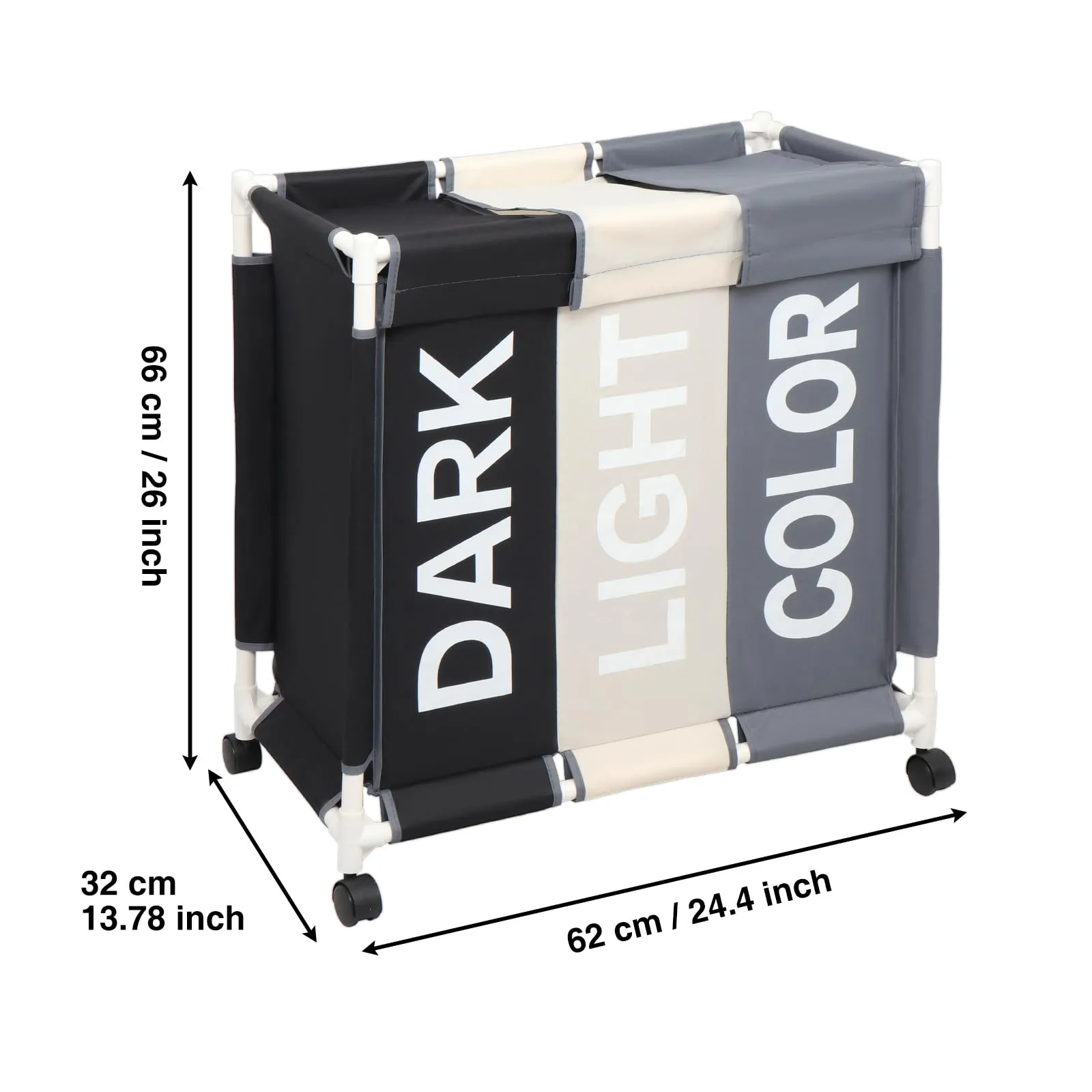 ASHARE 3-Section Laundry Sorter with Wheels