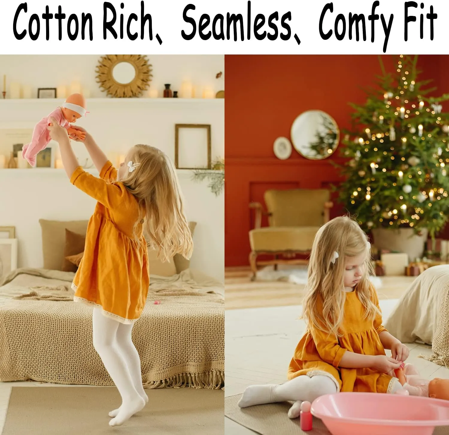 Baby Tights 4 Pack Newborn Infant Toddler Girls Cotton Tights Cable Knit Leggings Stockings For Baby Girls Aged 0-24 months