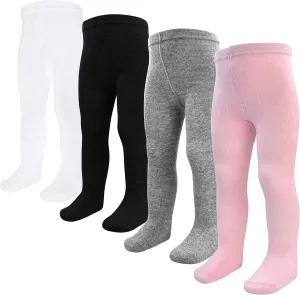 Baby Tights 4 Pack Newborn Infant Toddler Girls Cotton Tights Cable Knit Leggings Stockings For Baby Girls Aged 0-24 months