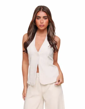 Beige Lage Halter - Gilet
