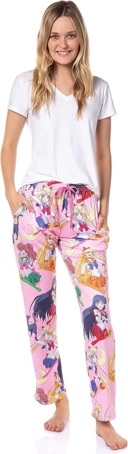 Bioworld Sailor Moon Women's Allover Character Print Adult Lounge Sleep Bottoms Pajama Pants