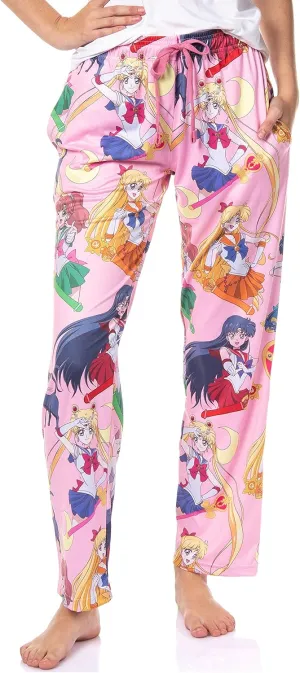 Bioworld Sailor Moon Women's Allover Character Print Adult Lounge Sleep Bottoms Pajama Pants